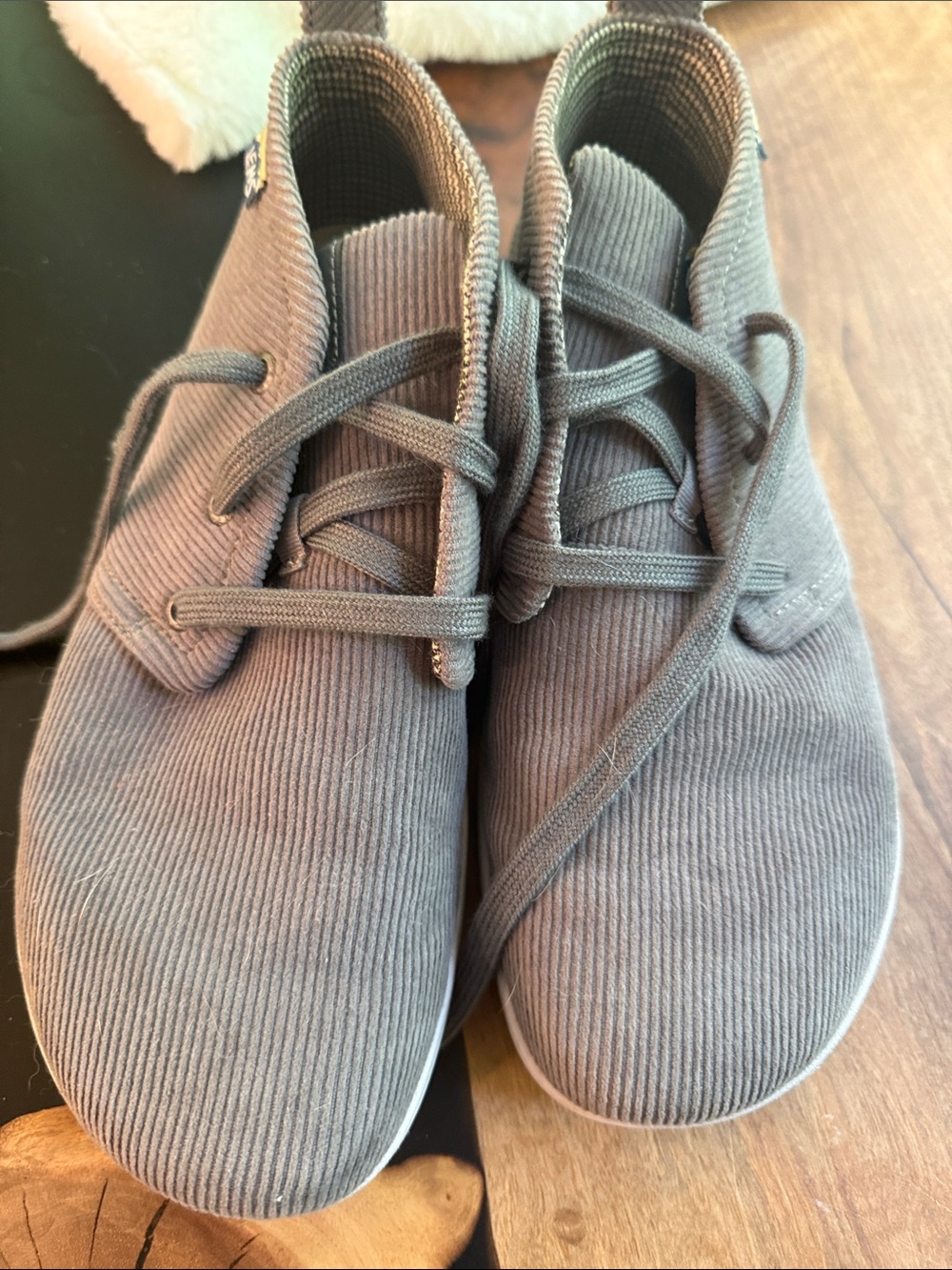 Unisex Corduroy Chukka Boots in Gray - Lace-Up Comfort 9.5 / 11
